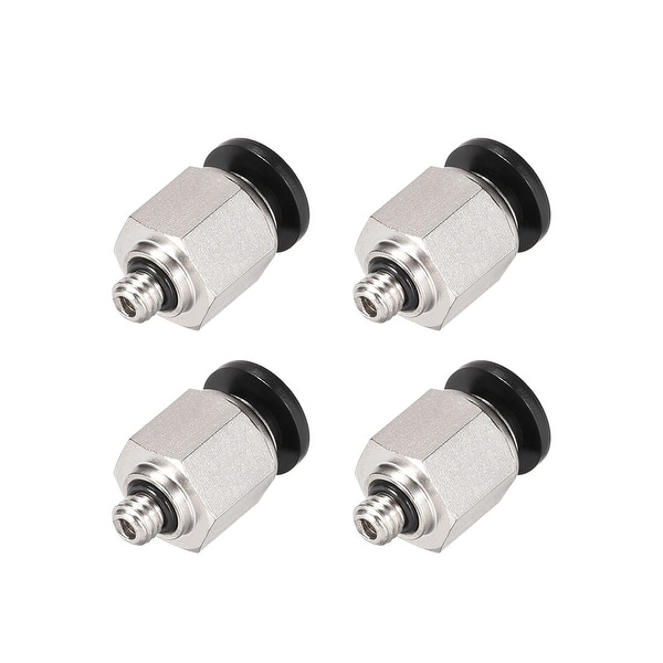 Straight Pneumatic Push to Quick Connect Fittings M5 x 6mm OD Silver Tone 4pcs