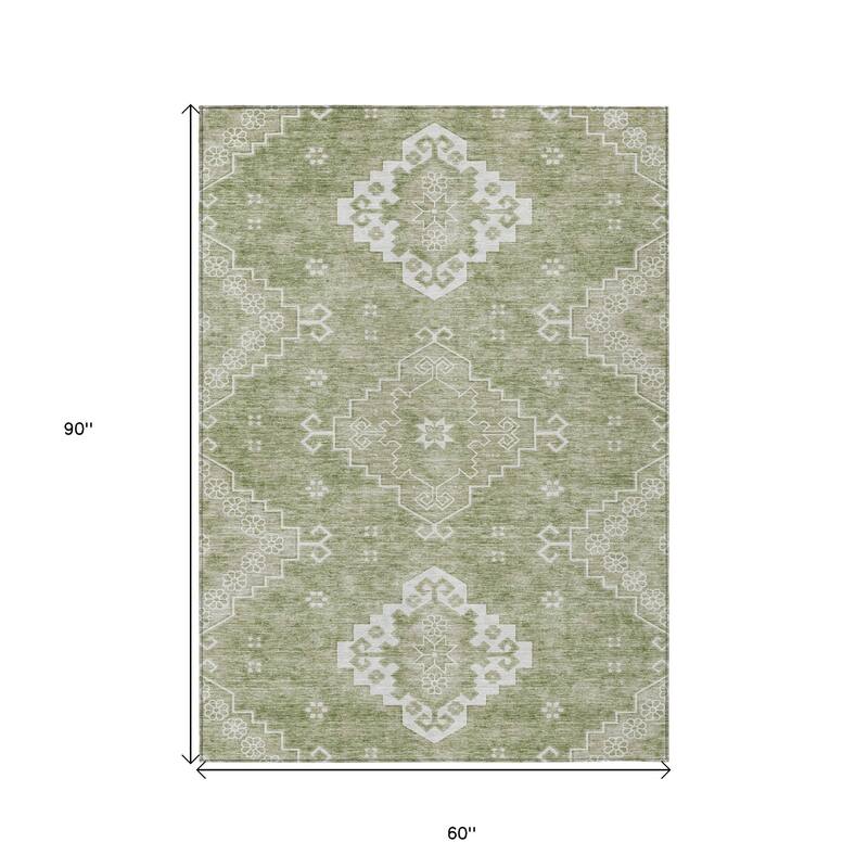 HomeRoots Medallion Traditional Rectangle Outdoor Rug