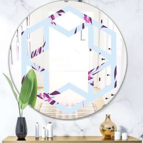 Designart 'Bright Eucalyptus Floral Pattern I' Cottage Round or Oval Wall Mirror - Hexagon Star