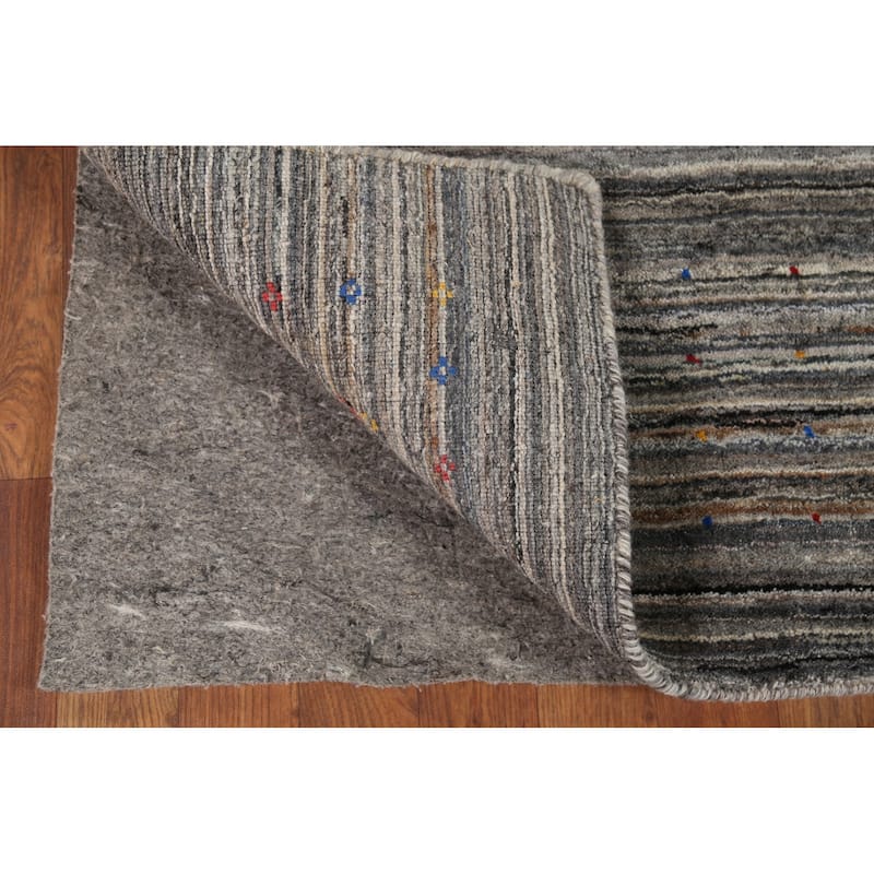 Striped Gabbeh Indian Area Rug Handmade Wool Carpet - 5'1"x 7'11"