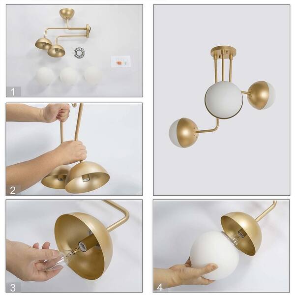 Modern Sputnik 3 Light Semi Flush Mount Ceiling Lighting For Kitchen Island W23 6 Xh22 8 Overstock 30668047