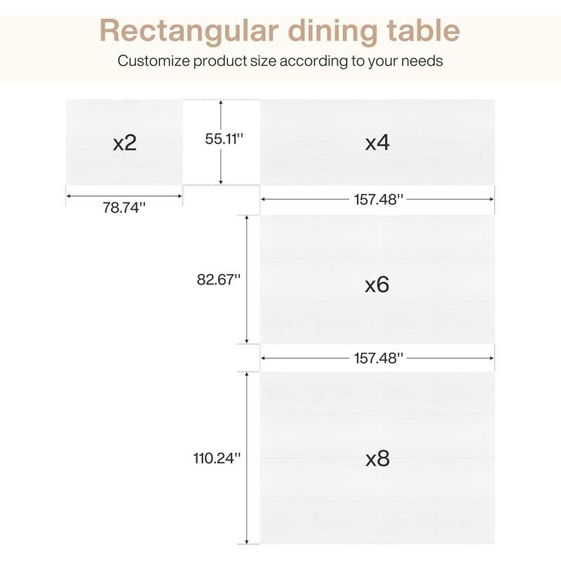 78.7" Rectangle Wood Dining Table, Long Kitchen Table for Living/Dining Room