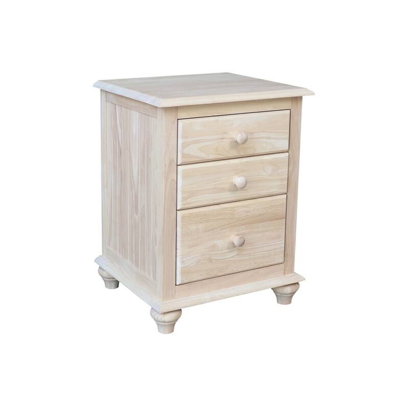 International Concepts Solid Wood 3-Drawer Nightstand