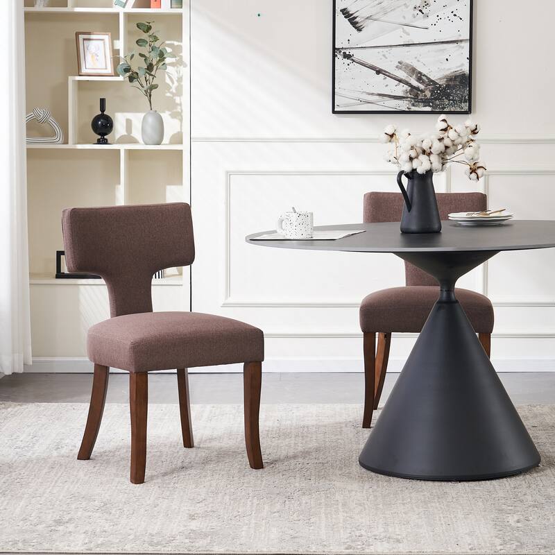 Upholstered Mordern Design T Back Dining Side Chair- Set of 2