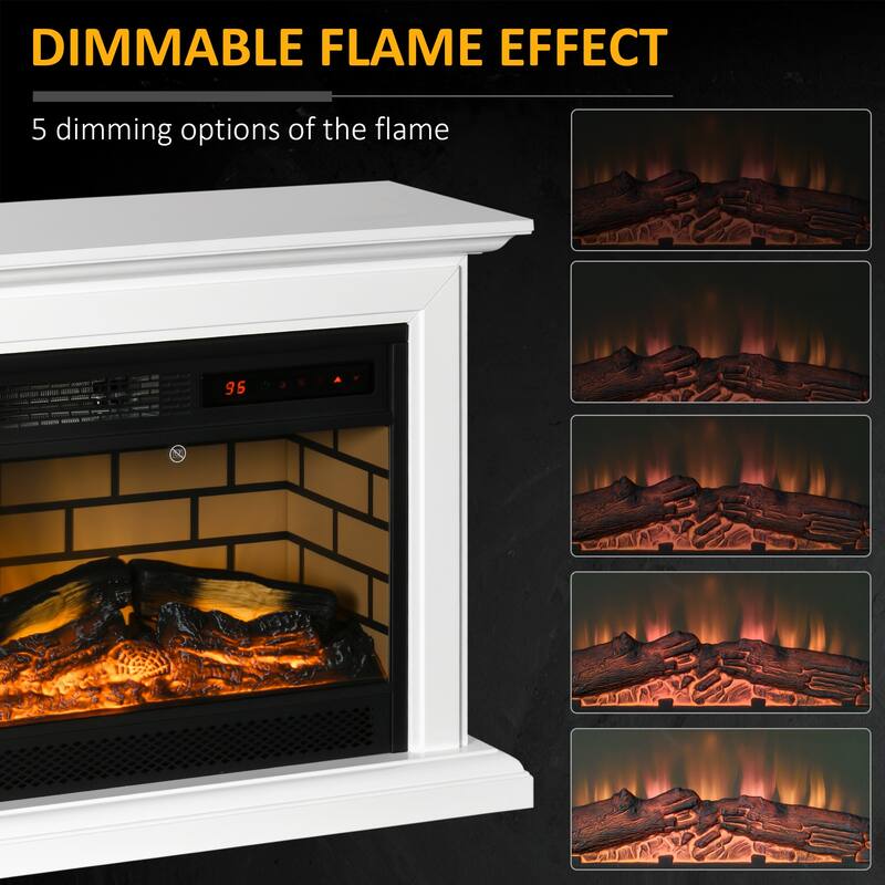 31" Freestanding Electric Fireplace Heater with Mantel, Adjustable Flame Brightness, Remote Control,Overheat Protection,1400W