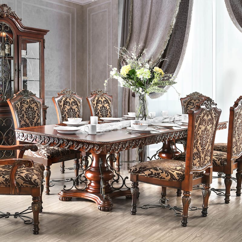 Furniture of America Nald Cherry 120-inch Wood Expandable Dining Table