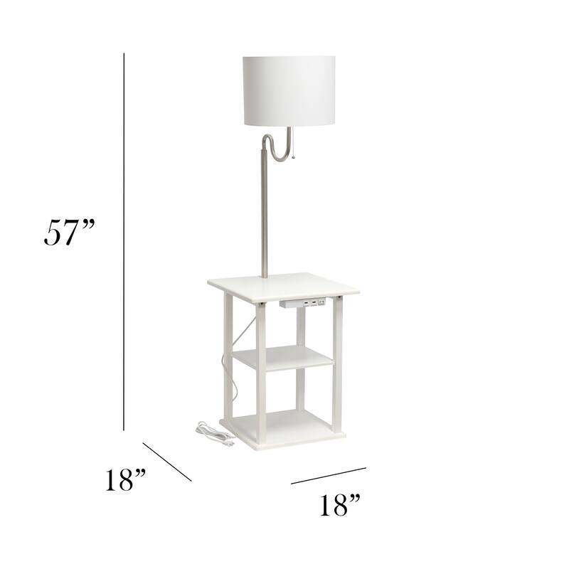 57" 2 Tier Lamp with 2 x USB Charging Ports & Power Outlet