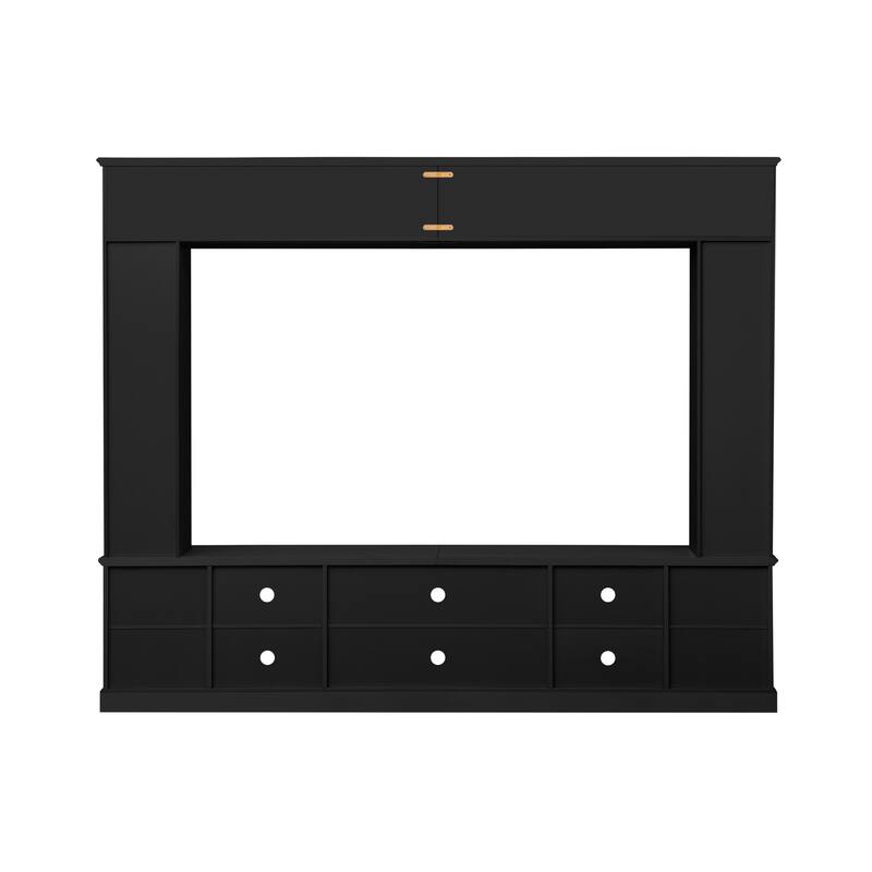 Entertainment Center Wall Unit for up to 80" TV, TV Stand with Bookshelves & Tempered Glass Doors