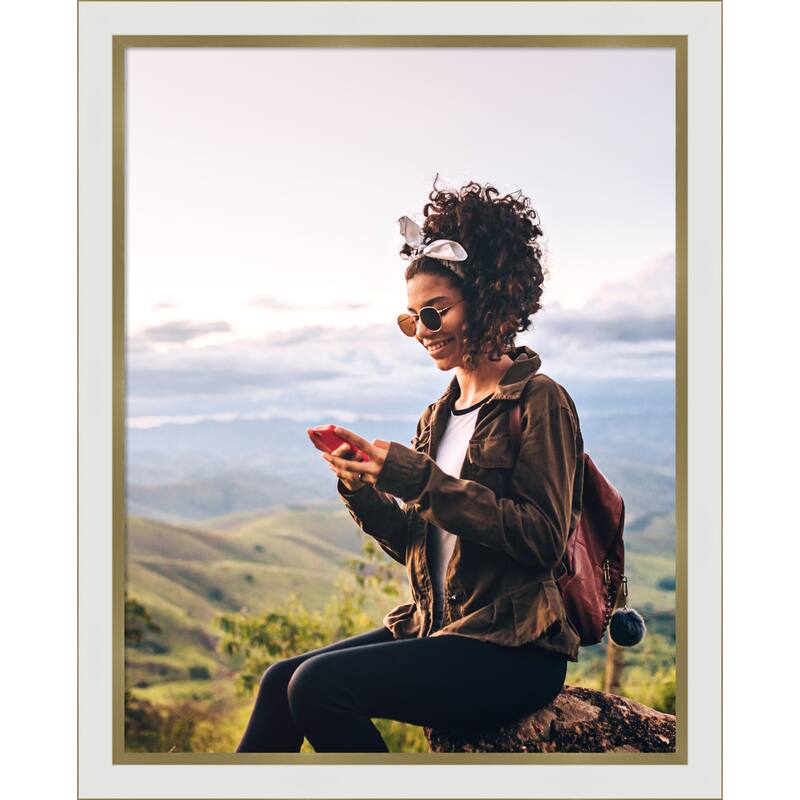 Eva Black Silver Narrow Framed Picture Frame, Photo Frame - 22x28 - Eva White Gold Narrow