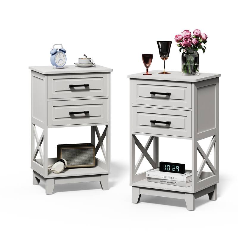 2-Drawer Nightstand (Set of 2) - White
