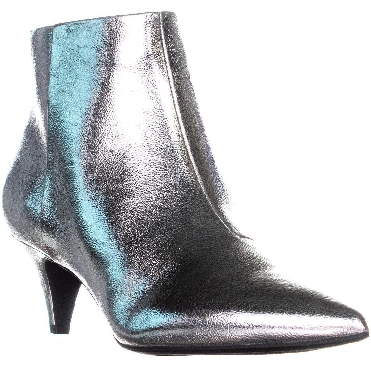 silver kitten heel ankle boots