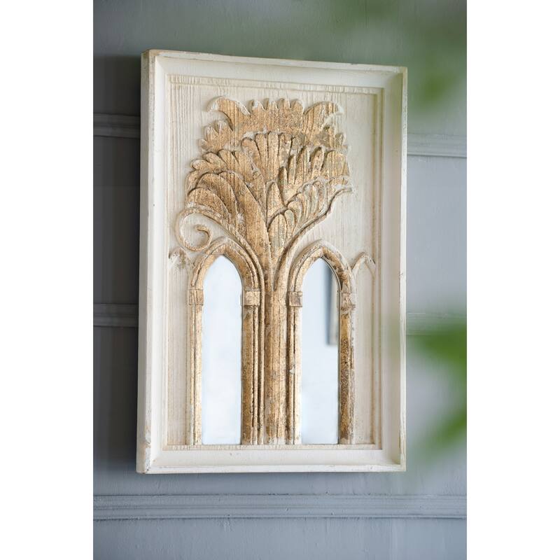 Mid-Century Modern Wall Mirror with Gold Leaf Details Set of 2 - Gold