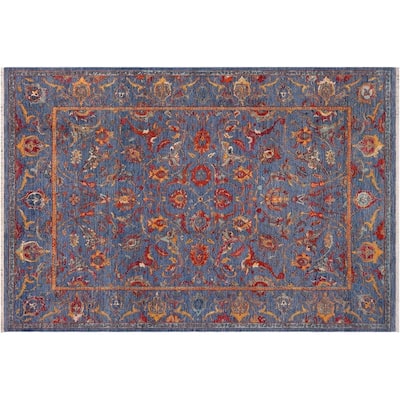 Chic Ziegler Madisyn Blue Rust Hand-Knotted Wool and Silk Rug - 9'2'' x 12'2''