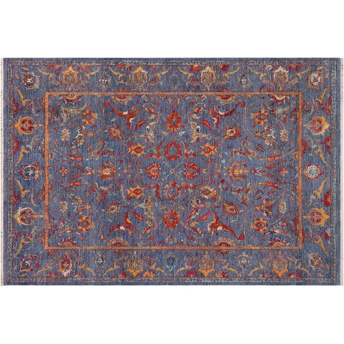 Chic Ziegler Madisyn Blue Rust Hand-Knotted Wool and Silk Rug - 9'2'' x 12'2''