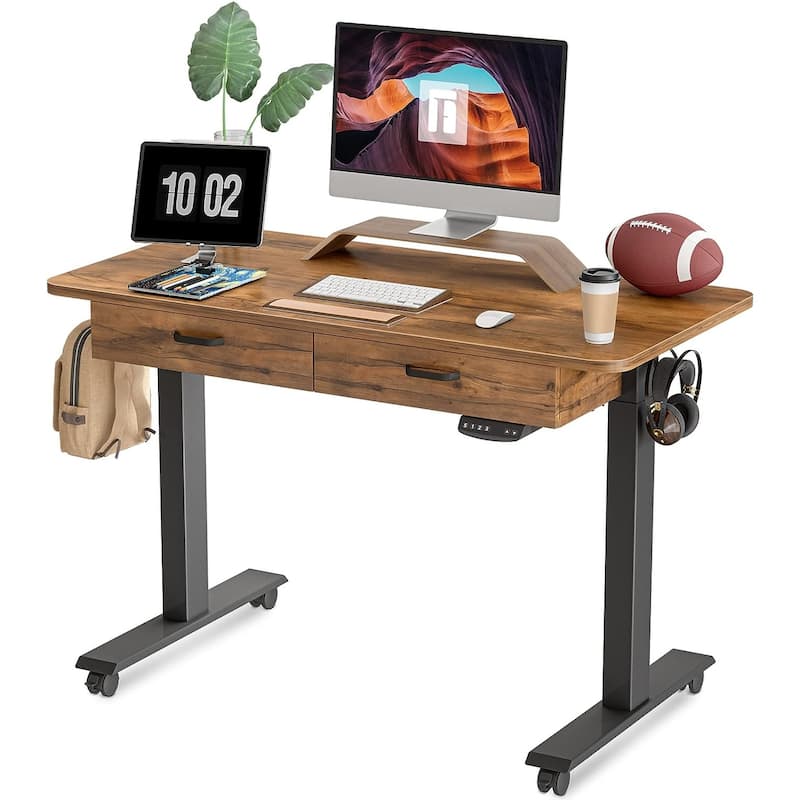 FEZIBO/Home Office Furniture/Wood/Standing Desk With 2 Drawers/Desks