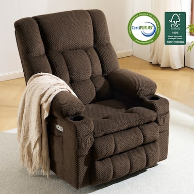 MCombo Dual Motor Power Lift Recliner Chair Sofa with Massage and Heat, Infinite Position, USB Ports, Fabric R7897