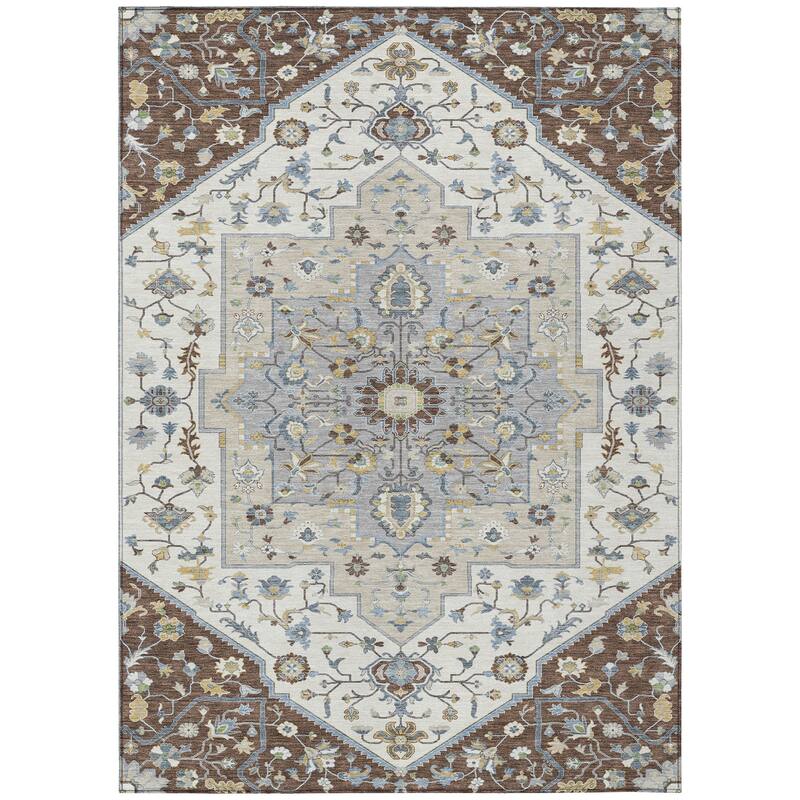 Machine Washable Indoor/ Outdoor Traditional Kolkata Chantille Rug