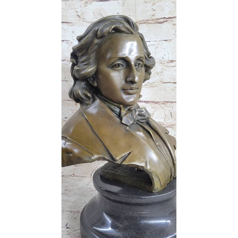 Frederic Chopin Bronze Bust Sculpture Statue Clical Composer Decor Original Art On Marble Base