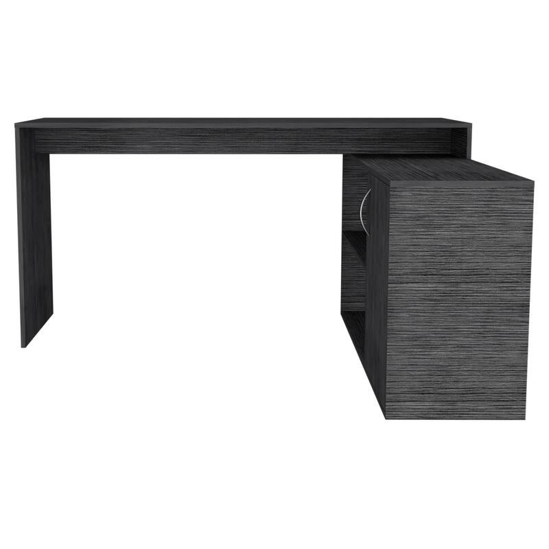 L-Shaped Computer Desk with Storage Cabinet File Cabinet, Large Executive Office Desk with Shelves for Home Office Study, Grey