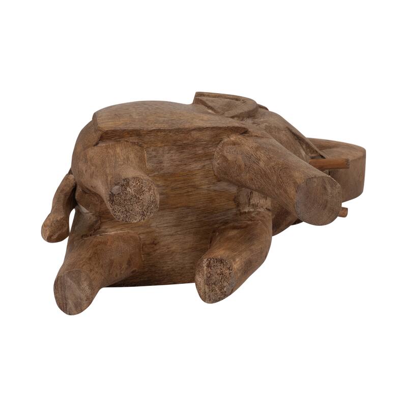Decorative Wooden Elephant Figurine Sculpture - 8", Brown - 8.0"