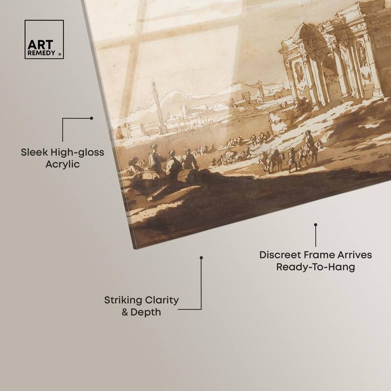 Capriccio View of Roman Ruins Acrylic by Art Remedy, Ready to Hang