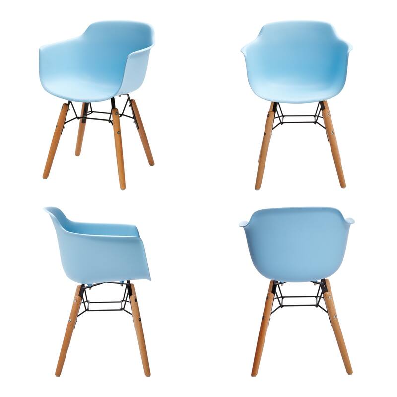 HomeRoots Set Of Four Blue And Brown Heavy Duty Plastic And Wood Juvenile Side Chairs - 16.00 in. x 23.00 in. x 15.00 in.