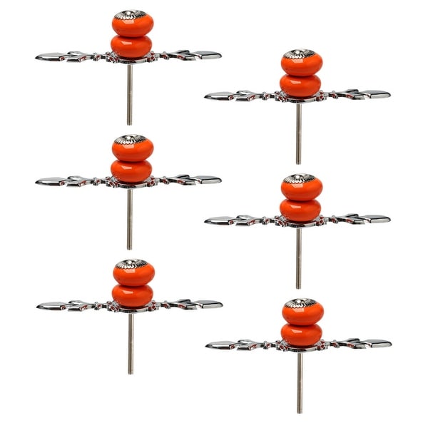Ceramic Knobs Pull Handle Wardrobe Drawer Cupboard Cabinet Accessory 6pcs Orange