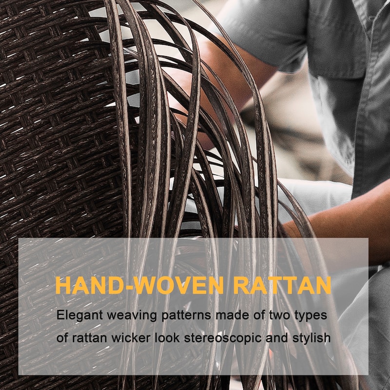 Outdoor 43-inch 50,000 BTU Propane Gas Fire Pit Table, Ceramic Tabletop and PE Rattan Weaved Iron Frame