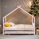 preview thumbnail 17 of 45, Metal Adorable House Twin Size House Bed with Twin Size Trundle Bed,Kids and Baby Pink