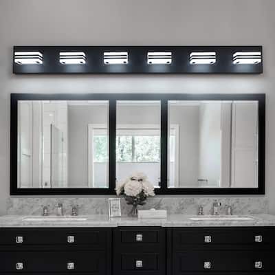38.98 in. 6-Light Black Metal LED Vanity Light Bar