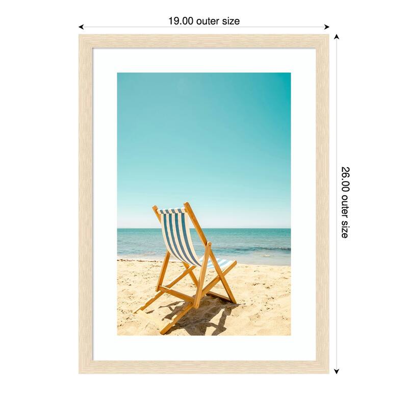 Seclusion by the Ocean by Elena Chukhlebova Wood Framed Wall Art Print - Woodgrain Stripe Blonde - 19 x 26 in