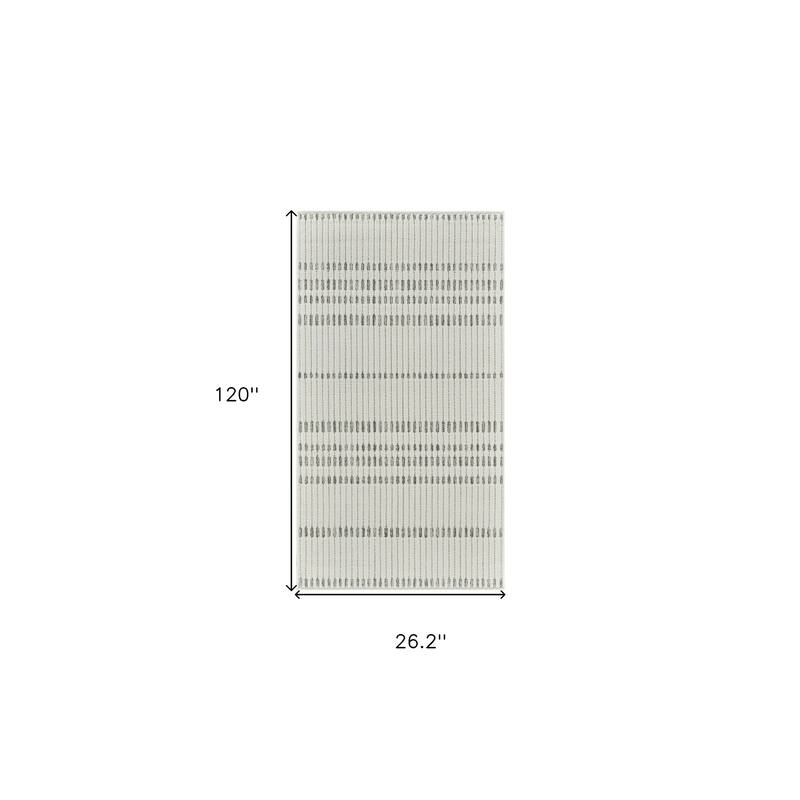 Jasi Stripe Weather Resistant Sleek Contemporary Runner Outdoor Rug
