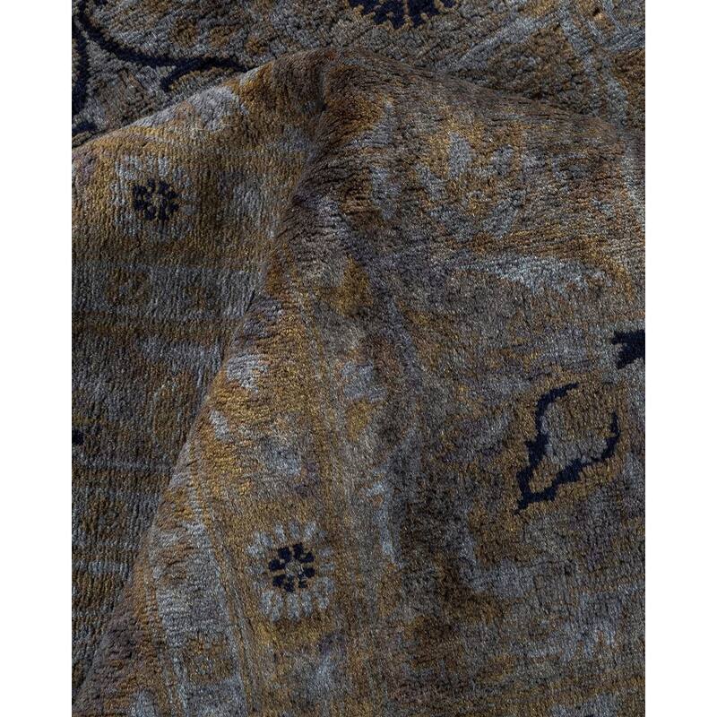 Overton Hand Knotted Wool Vintage Inspired Modern Contemporary Overdyed Gray Area Rug - 8' 3" x 10' 2"