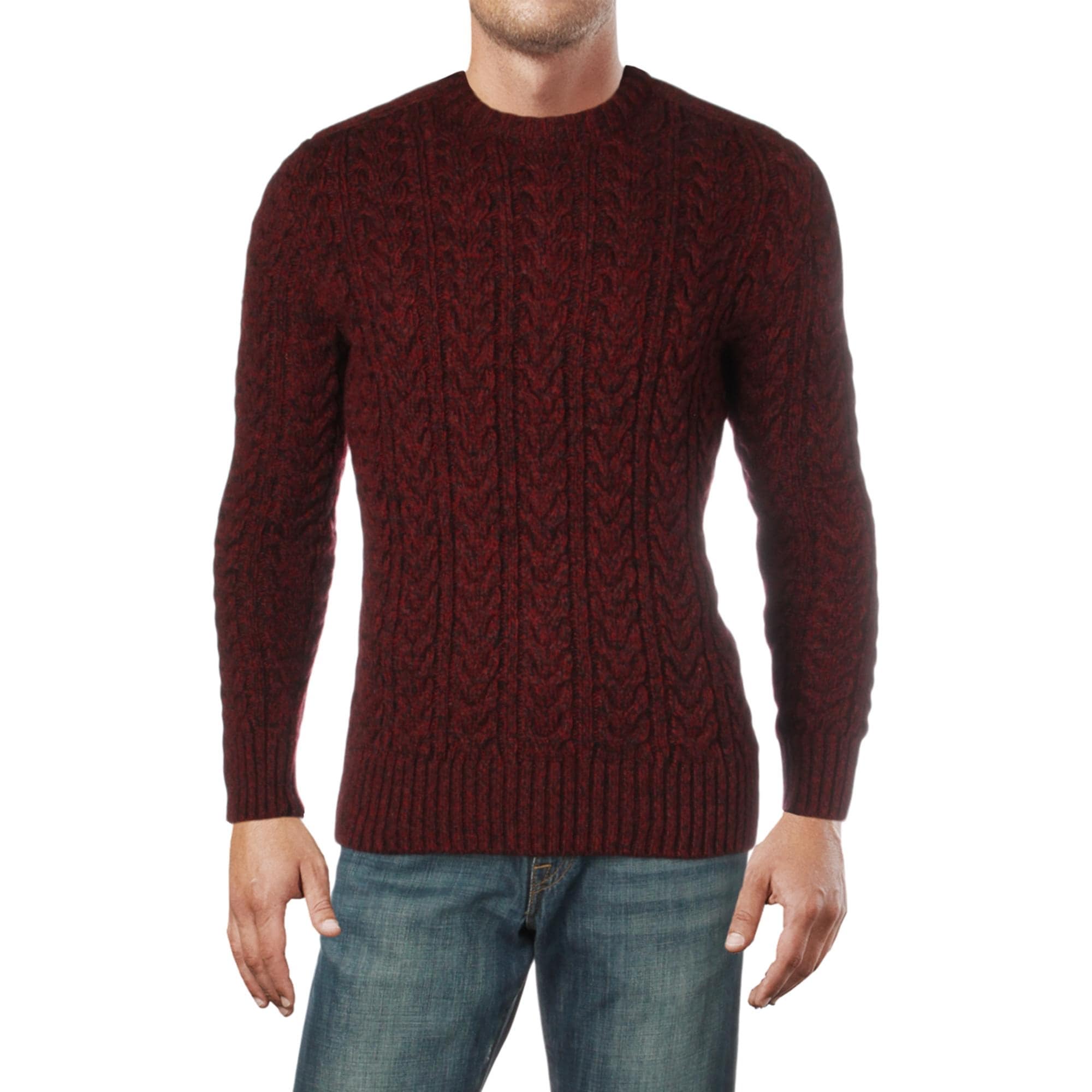 Superdry Mens Jacob Marled Cable Knit Shirt Crewneck Sweater Top BHFO 6713
