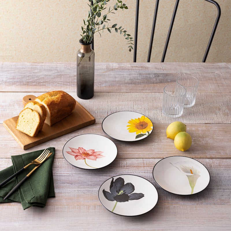Noritake Colorwave Graphite Set Of 4 Floral Appetizer Plates, 6-1/4"