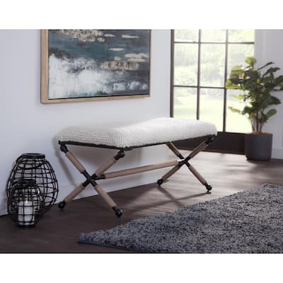Martingale Ivory Upholstered Bouclé Double Bench