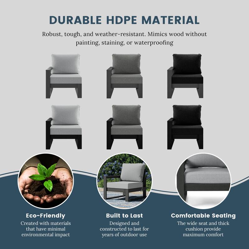 Polytrends Endless Patio Deep Seating Left Arm Chair with Gray Frame