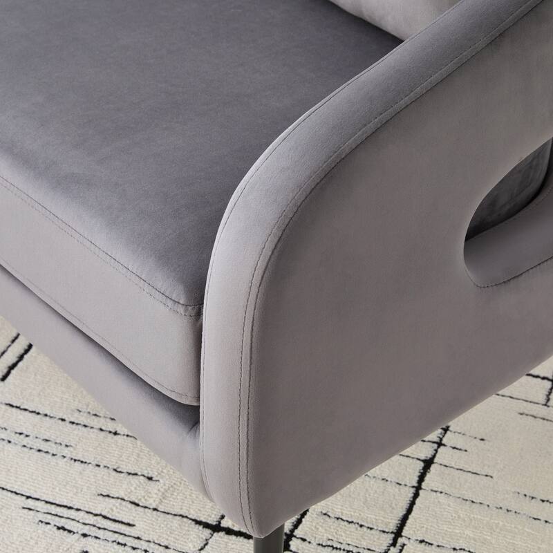 Roomfitters Velvet Loveseat, Modern Open Back 2-Seater Sofa with 3 Pillows and Metal Legs for Small Living Room or Bedroom