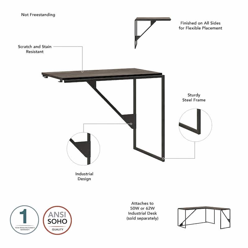 Bush Furniture Refinery 62W L Shaped Industrial Office Desk