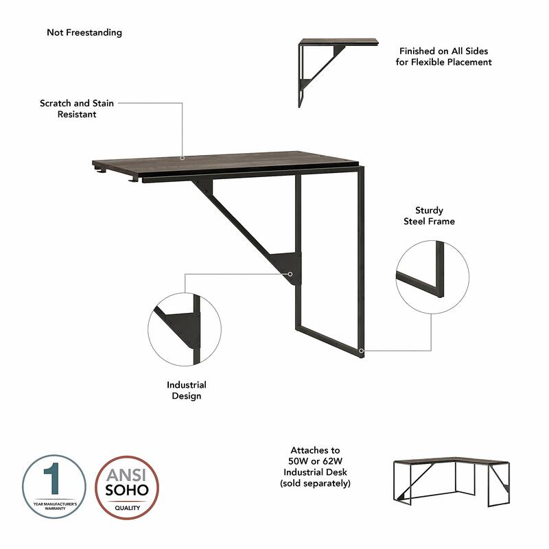 Refinery 62W L Shaped Industrial Desk with Drawers by Bush Furniture