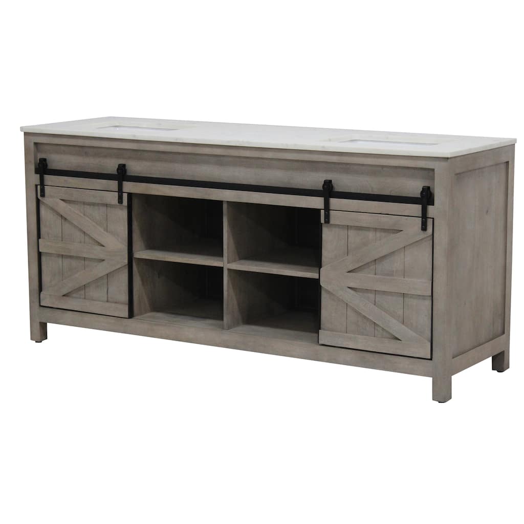 Barn Door Vanity 72 " wide in White Pigment