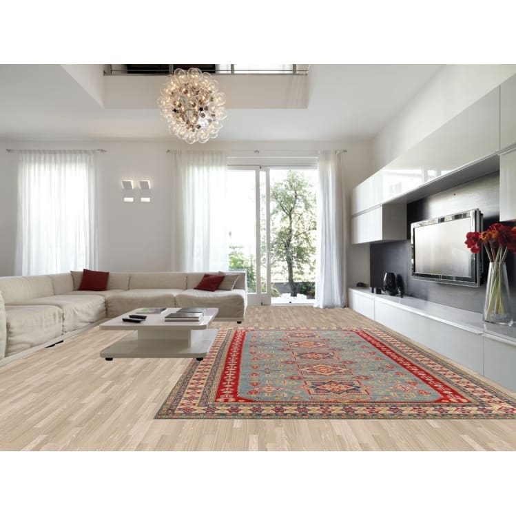 Hand Knotted Oriental 100% Wool Carpet Traditional Geometric Navy Blue & Blues Kazak Area Rug - 16' 3'' X 9' 10''