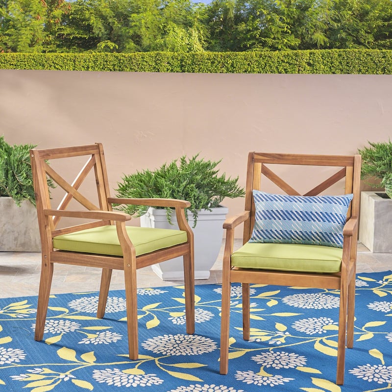 2pcs Dining Chair with with 2 Cushions for Backyard and Garden