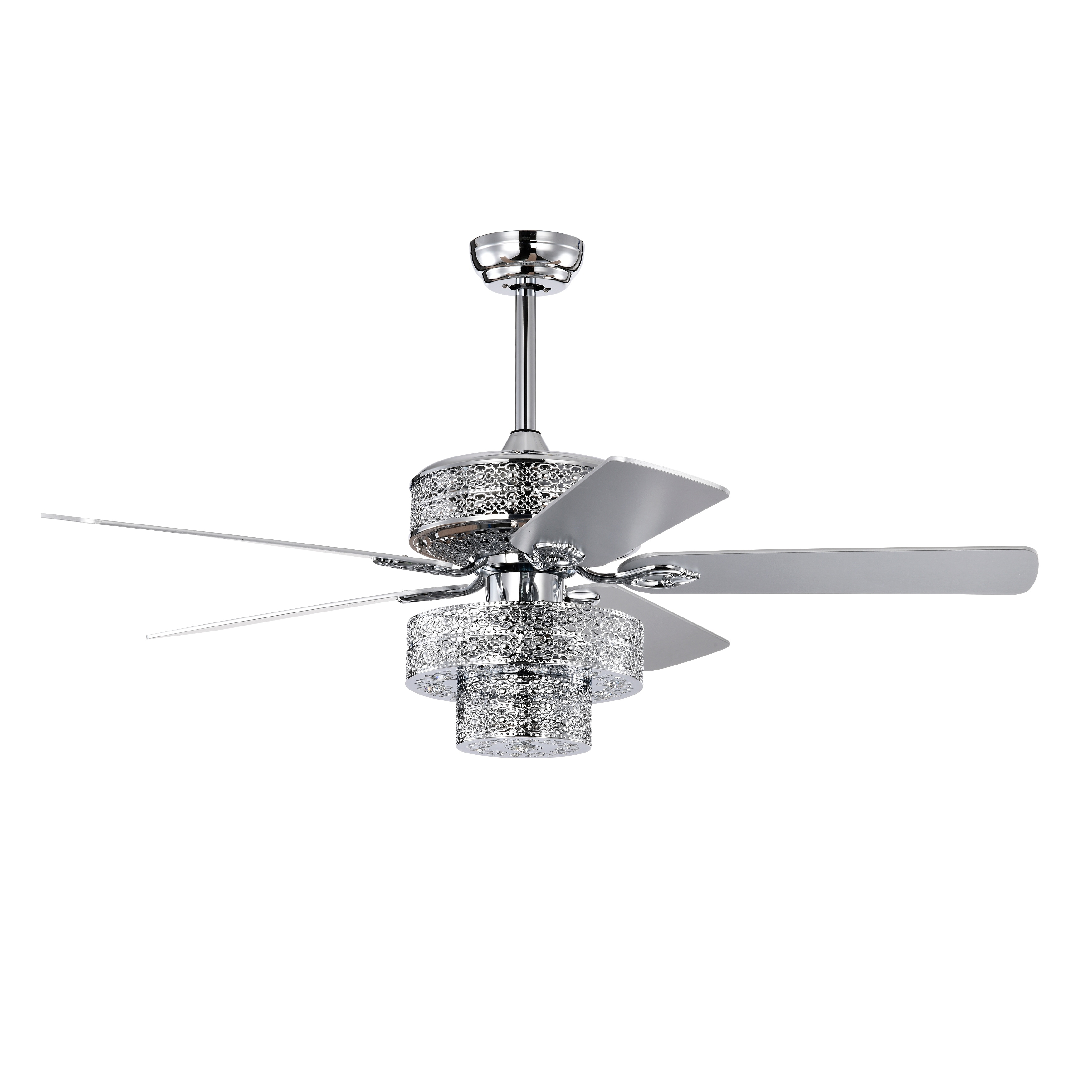 Crystal Lamp Shade Ceiling Fan with Lights, Reversible Blades, 3 Wind Speeds Remote Control