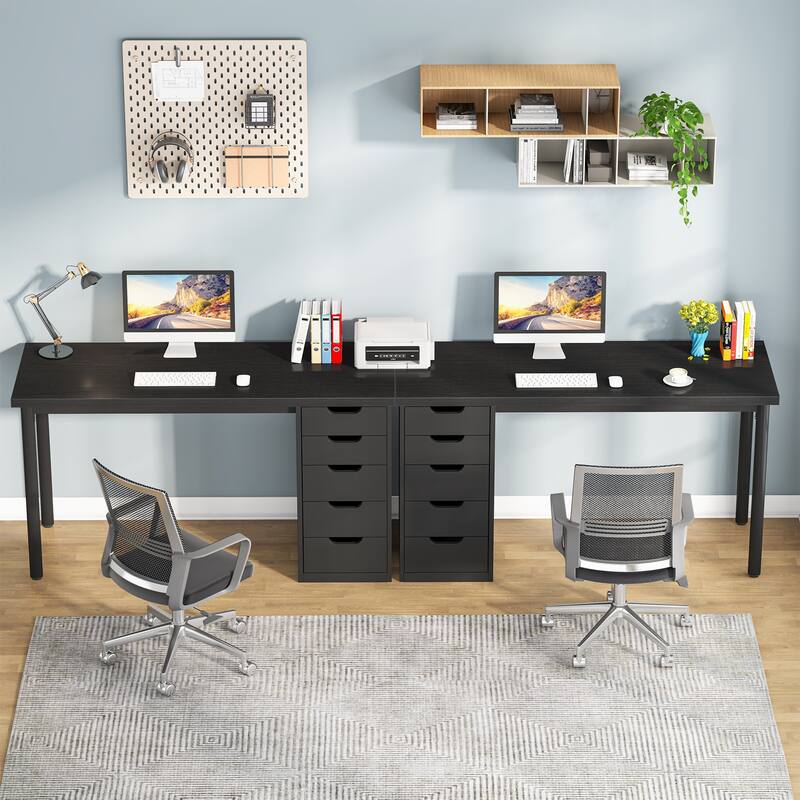 Modern Computer Desk with 5 Reversible Drawers, Storage Home Office Desk, PC/Laptop Desk, Study Writing Table Workstation