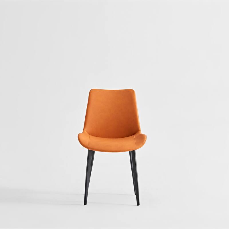 PU Leather Dining Table Set of 2, Armless Chair with Metal Leg