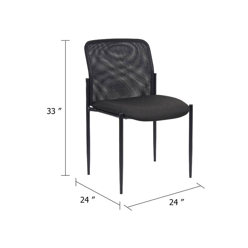 Vayu Stackable Guest Chair, Black Mesh, Soft Crepe Fabric