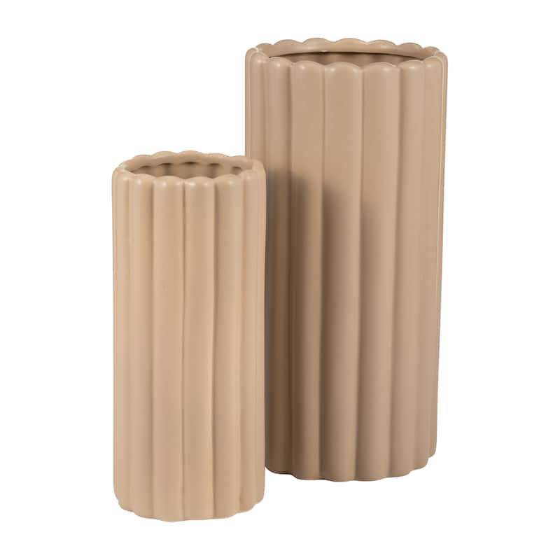 Sagebrook Home Chic Sculpted Ribbed Vase Set of 2