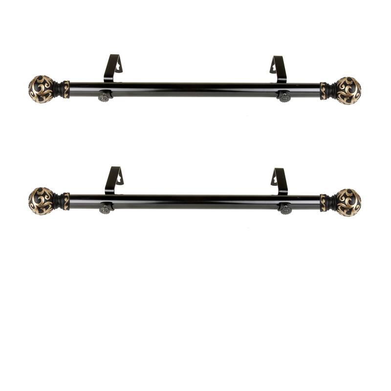 1 Inch Curtain Rod Set - 2 Steel Rods with Resin Finials - Elegant Window Decor - 20