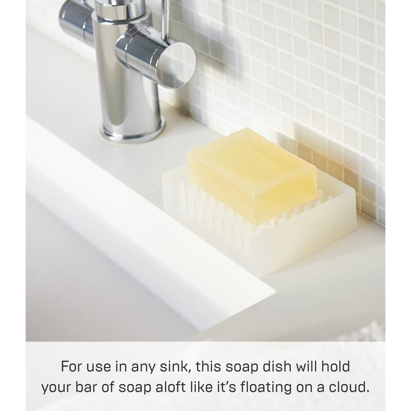 Yamazaki Home Self-Draining Soap Dish, Silicone - L 3.35 x W 4.33 x H 1.18 inches